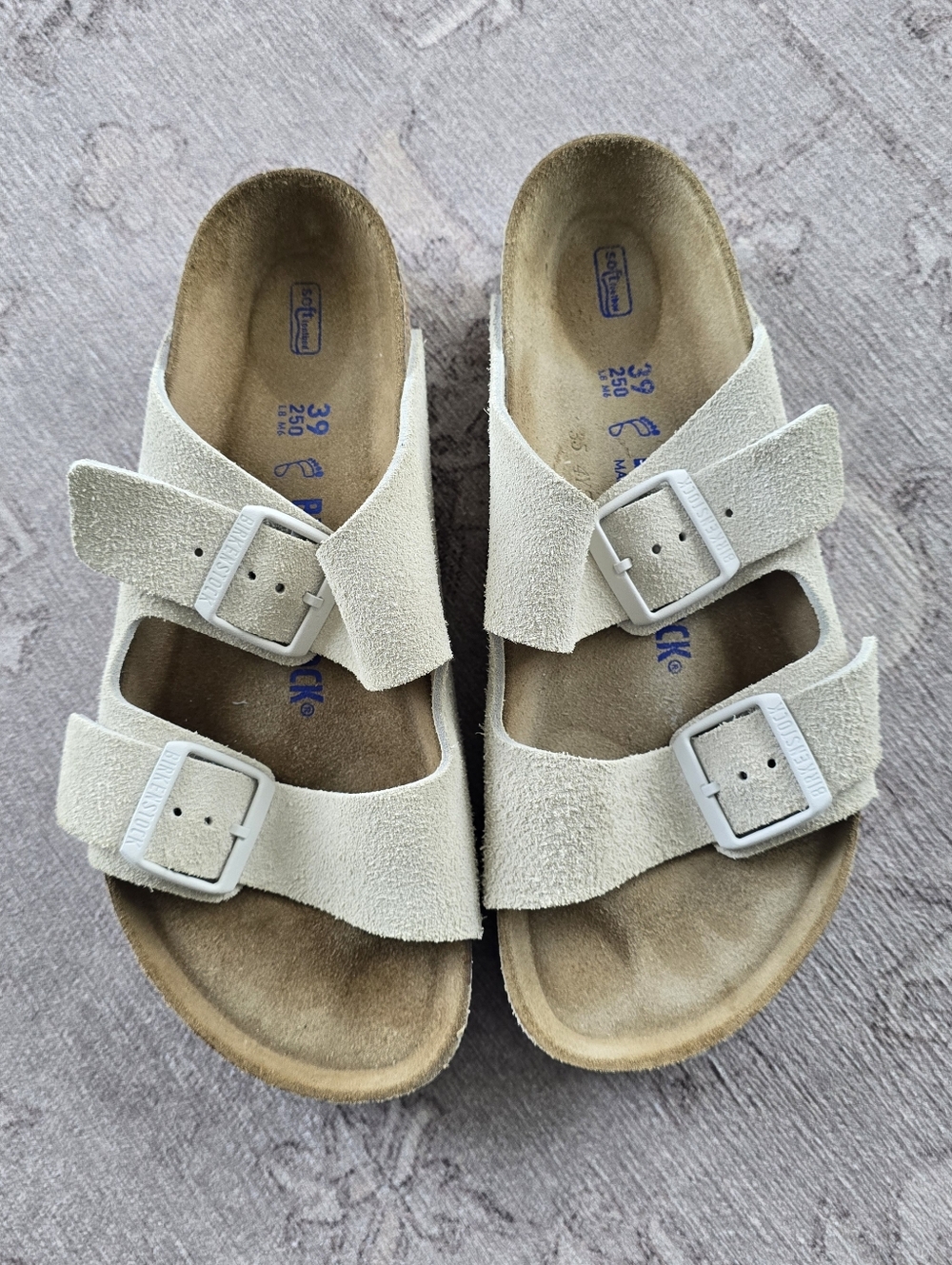 Birkenstock Arizona Soft Footbed Suede Leather Antique White Size 39